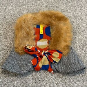 Baby Girl's 12-18 Months Faux Fur Collar Tweed Capelet Wrap Shrug Mod Pattern